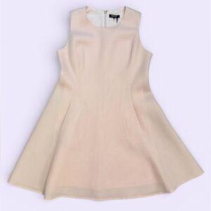 DKNY Peach Scuba Mesh Fit & Flare Dress